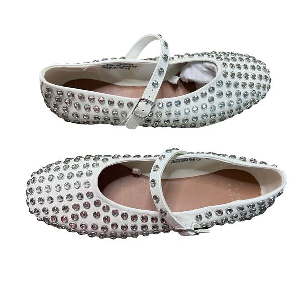 A NEW DAY Issa Rhinestone Mary Jane Ballet Flats White - Picture 2 of 5